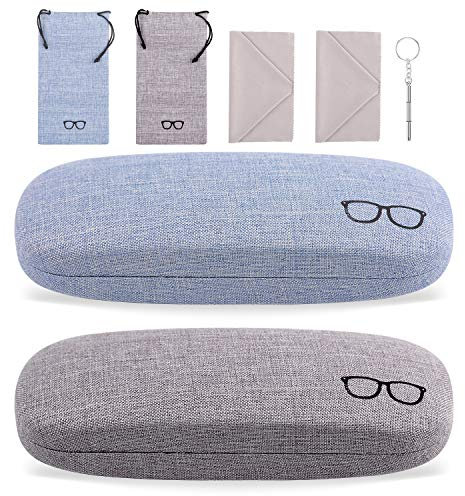 Vetoo 2 Pack Eyeglasses Case, Portable Hard Shell Linen Sunglasses Case for Glass Storage