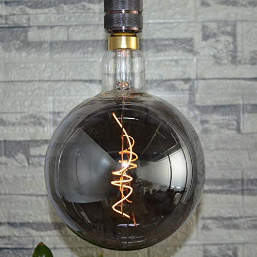 Överdimensionerad Vintage Giant LED-ljuskälla Enorm Edison Lampa - Dimbar, 5W 150LM, Varmvit 2200K, Medium E27 Base - Perfekt för dekorativ pendelbelysning, 1 PACK (G200SMOKE)