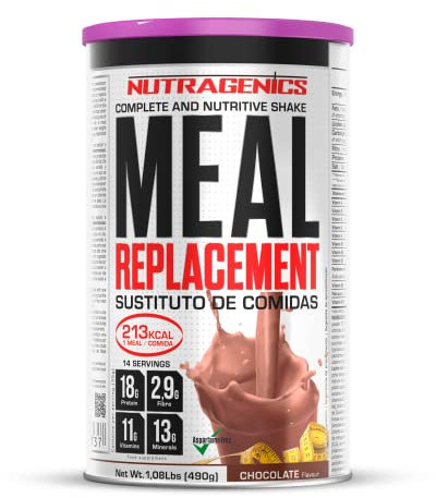Nutragenics Meal Replacement - Batidos Sustitutivos de Comida - Batidos Saciantes - Ayuda para el control de peso - sustitutivo de comida - 490 g (Chocolate)