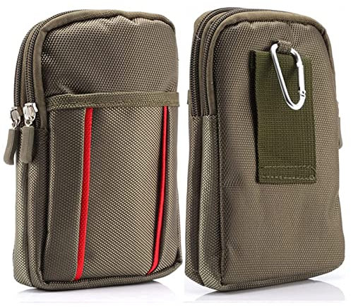 Handytasche Gürtelclip Herren Grün, Handy Holster mit Gürtelclip Herren Kleine, Handytasche Gürteltasche Smartphone Ledertasche Bauchtasche Hüfttasche Brieftasche Geldbeutel für Wandern Reisen Sport