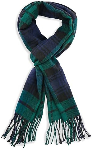 vimate Christmas Green Plaid Scarf for Kids, Winter Neck Warm Long Scarf for Christmas(US-11)
