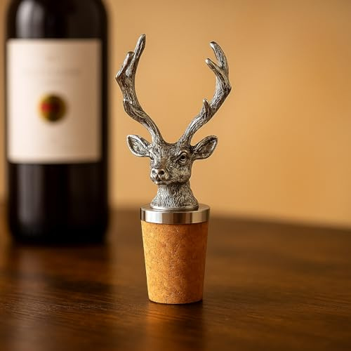 Marco Paul Stag Head Bottle Stopper - Wine Stoppers for Wine Bottles Silicone Sealed Wine, Beer, Champagne Stopper Bar Accessories Champagne Cork Traditional Decorations Reusable