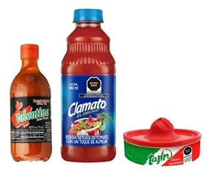 Combo michelada: Valentina Negra 370ml+TajÍN escarchador+Clamato 940 ml - 3 uds!