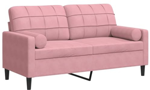 vidaXL Divano a 2 Posti con Cuscini Rosa 140 cm in Velluto, divano, sofà, divano imbottito, divanetto, poltrona, divano lounge, divano da soggiorno