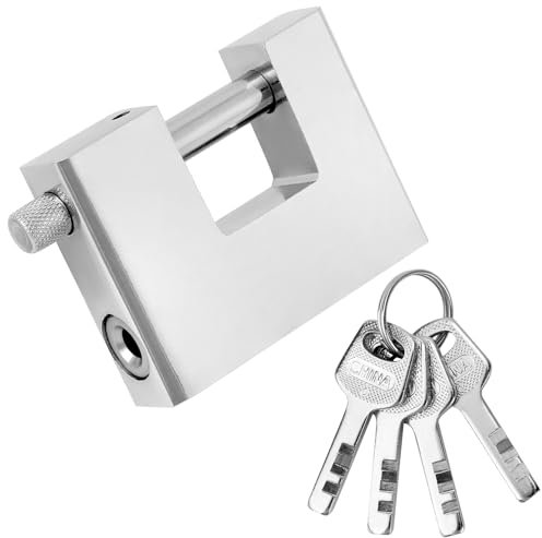 QWORK® Candado Resistente, 70 mm Candados con 3 Llaves, Candados Impermeables para Exteriores, para Cobertizo, Cadena, Puerta, Garaje, Contenedor