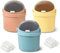 MOAMUN 3PCS Mini Desk Bin With 200 Bags, 21x14cm Cute Cartoon Tiny Small Bin With Lid Flip Over Durable Desktop Rubbish for Home Office Kitchen Bedroom Dressing Table Bureau