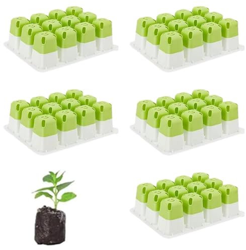 pulunto Lot de 5 plateaux de démarrage de semences, plateau de démarrage de semis en silicone à 12 cellules, récipients réutilisables pour germination de plantes d'intérieur, pots de semis pour serre