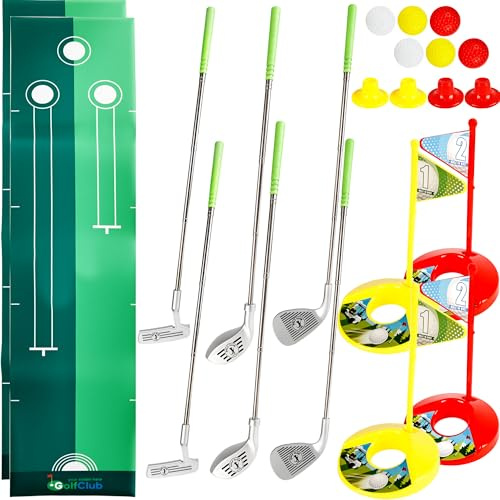 Spaluck 30 Pcs Plastic Mini Golf Set Scalable Kids Golf Clubs Include 6 Golf Clubs and 6 Balls for Toddlers Outdoor Indoor Educational Golf Birthday Christmas Party Gifts