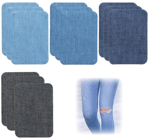 12 Pcs Patch Thermocollant Vetement - Assortis En Nuances De Bleu Tissu Thermocollant Tissus Fer À Repasser, Ecusson Thermocollant Pour Réparation Et Décoration De Vêtements, Patchs Jean Thermocollant | Réparation De Vêtements, Assortis En Nuances De Bleu, Lavable En Machine, Aucune Découpe Requise