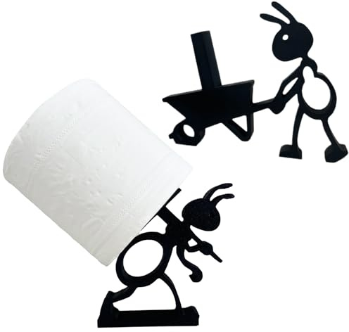 Embhlitfe Portarotolo di carta igienica con motivo formica, divertente porta carta igienica autoportante, con stampa 3D, simpatico porta rotolo di carta igienica nera, set di 2