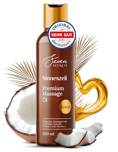 Premium-Massageöl für angenehme Massage 200 ml (dermatologischer Test: sehr gut) – Massageöl mit wertvollem Kokosöl für die Intensivpflege