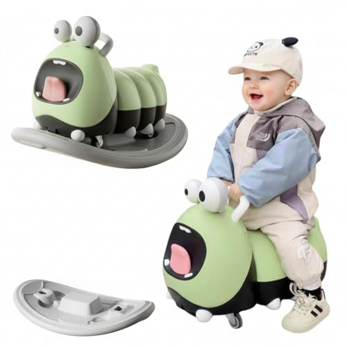 3in1 Rutschfahrzeug Babyroller + Schaukeltier + Balancierbrett, Yoyo Babyrutscher Rutschauto Geschenke ab 10 Monaten, PP Material, BPA-frei, max. 30kg, Grün