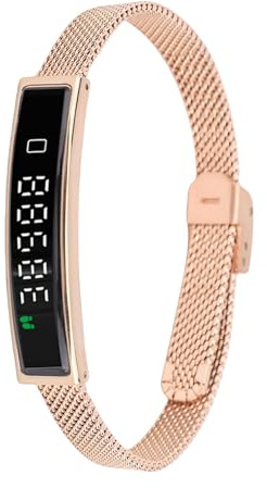 Bewinner Pulsera Inteligente Fitness Tracker con Bluetooth 5.3, Pulsera de Salud a Prueba de Agua para Correr, Ciclismo, Natación, Rastreador de Actividad Ligero con Aplicación para (Gold)