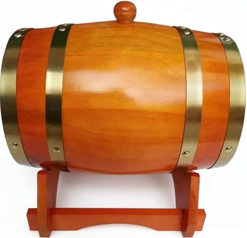 Horisontell varm tonad träfat, med stativ/kran, invändig beläggning av aluminiumfolie, spritbehållare med hög kapacitet för bar/hem (C, 10L)