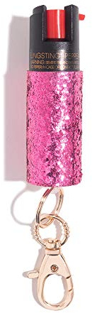 Pepper Spray Maximum Strength Self Defense Keychain for Women, 12-Foot Spray Range & UV Dye - Glitter