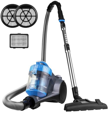 Eureka Bagless Canister Vacuum Cleaner, Lightweight Vac for Carpets and Hard Floors, w/Filter, Blue, Whirlwind NEN110B