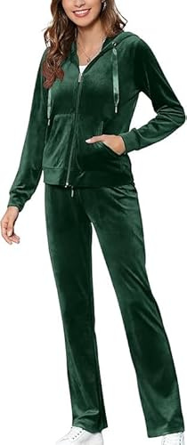 MessBebe Chándales de Mujer, Traje Deportivo de Terciopelo, Conjunto de Sudadera con Capucha, Trajes Deportivos de Gimnasia, Jogging, Chándal Deportivo para Mujer 2 Piezas