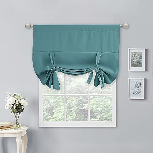 NICETOWN Tenda a pacchetto oscurante, per oscurare la stanza, con tende isolate termicamente con palloncini, trattamento per finestre, per bar, ufficio, decorazioni natalizie (1 pannello, verde acqua