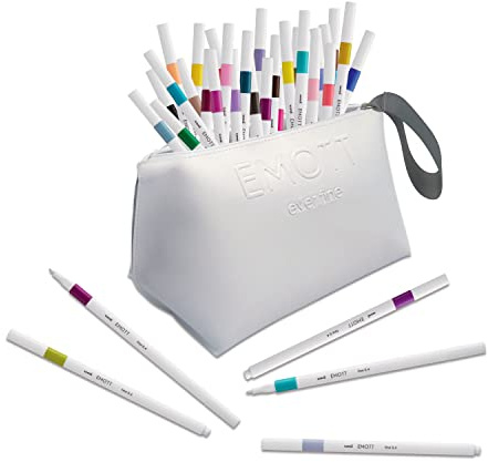 UNIBALL EMOTT, Trousse 40 Feutres Fins 0,4mm | Uni Mitsubishi Pencil - Encre pigmentée résistante, Tracé fin & régulier, Pointe ultra-résistante, Dessin, Journal, Coloriage