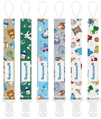Smlpuame 6 nappkedjor baby nappkedja, nappkedja med clips för pojkar och flickor（Bebis）
