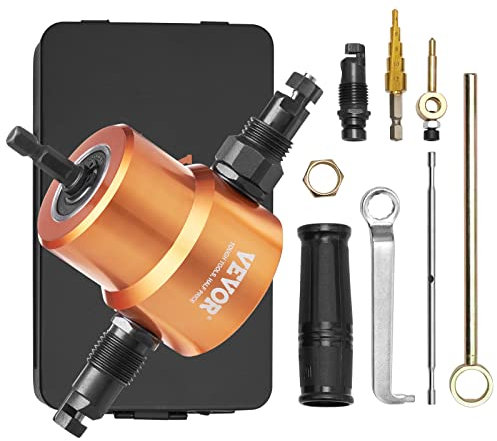 VEVOR Blechscherenaufsatz Metallscherenaufsatz 1,6 mm, 1500–3000 U/min Blechschere Bohrer Schlagschrauber Aufsatz, Universal Einsetzbar Schwarz Metallscherenaufsatz Schlagfertig Bohrmaschine Orange