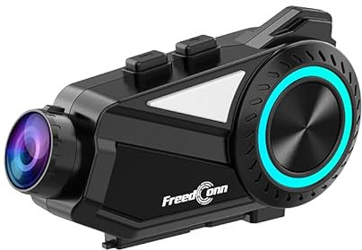 OBEST Auriculares Bluetooth para Motocicleta con cámara 2K, R3 para 6 Personas, Grupo de 1000 m, Sistema de comunicación de intercomunicación, intercomunicación de música, IP65/2000mAh