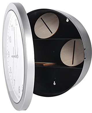 Coffres-forts pour la Maison Coffre-fort Mural 26 × 25 × 8 Horloge Murale Secrète Coffre-fort Conteneur pour Argent Cachette Bijoux Objets de Valeur Stockage en Espèces
