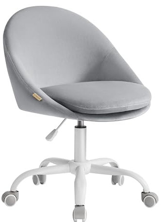 SONGMICS Homeoffice Stuhl, Schminkstuhl aus Samt, Schreibtischstuhl, Schaumstoffpolsterung, höhenverstellbar, für Arbeitszimmer, Schlafzimmer, Taubengrau OBG020G04