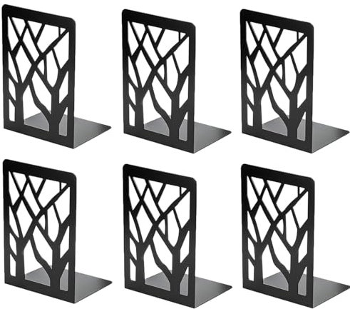 Kiswleon 6 Buchstützen,Buchhalter Metall Leseständer,Buchstütze Aus Schwarz Metall,Bücherstützen,Buchständer für Notenständer, Bücherhalter für Regal für Kinder,Büro,Buch (Schwarz, 17 * 12 * 9cm)