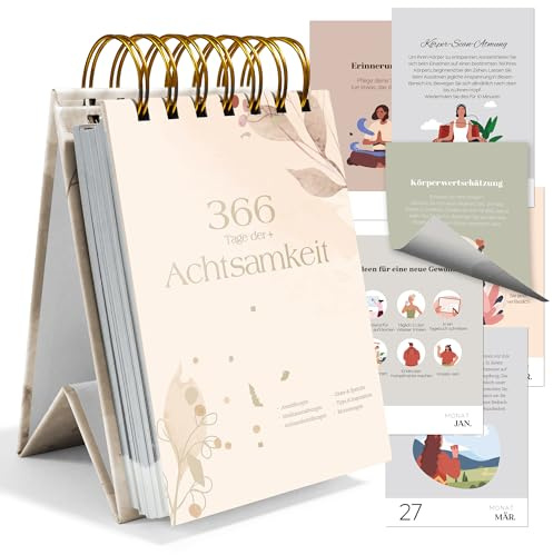 BIROYAL Achtsamkeitskalender 2027 - Tischkalender 2027 täglich - Tageskalender mit 366 Sprüchen & Übungen - Motivationskalender Stehkalender für ein erfülltes & achtsames Jahr