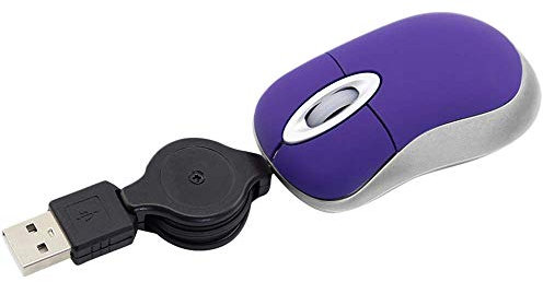 CAIONPLE Mini ratón con cable USB, retráctil, pequeño, 1600 DPI, óptico, compacto, para viaje, para versión XP Vista 98 2000
