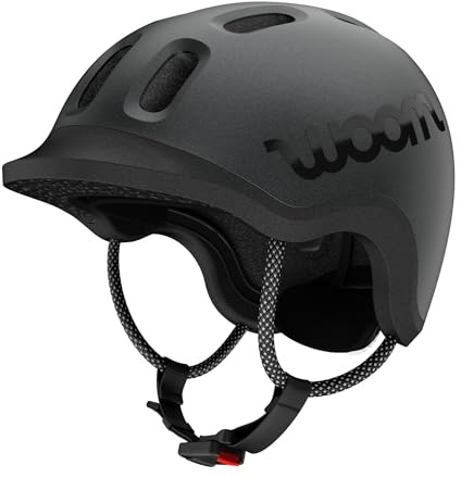 woom Ready Kids' Helmet, Adjustable Pinch-Free Children's Helmet with Reflective Details for Bicycle Riding, Roller Skating & Scooting, for Boys & Girls (Ages 1-14) - Charcoal Metallic - Small