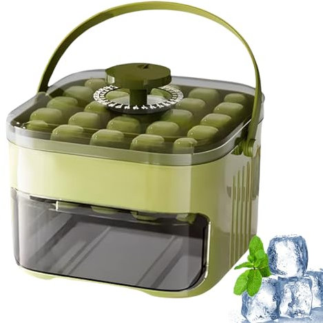 Facile Press Press Ice Maker, Ice Masto,Premere il vassoio a blocchi di ghiaccio con contenitore | Nessun tocco, rilascio facile, produttore di cubo rettillini riutilizzabili per cocktail, whisky, caf