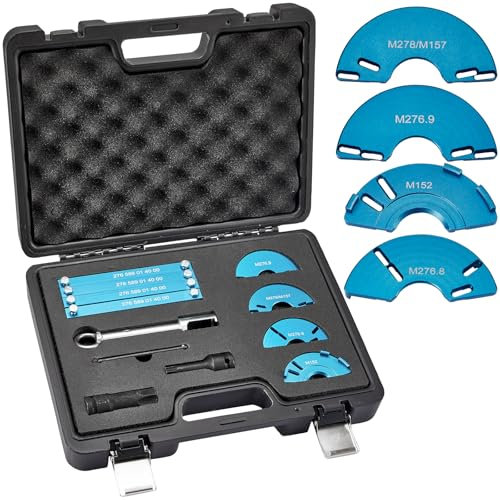 Gedlex 11-teiliger Steuerkette Werkzeug, Nockenwellen Arretierung Einstellwerkzeug mit Injektor Abzieher Kompatibel mit M152 M157 M276 M278 Motor, Nockenwellenwerkzeuge mit T60 T100 Hülse