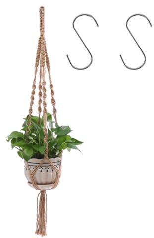 GIEEU Grucce per piante in macramè, porta piante da appendere, stile boho, 100% iuta naturale, corda di cotone, resistente, per interni ed esterni, supporto per piante da soffitto, per soggiorno