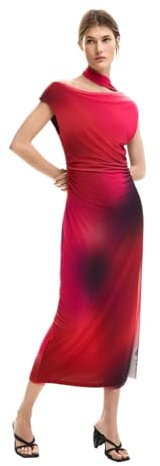 Desigual Donna Abito Drappeggiato Asimmetrico.