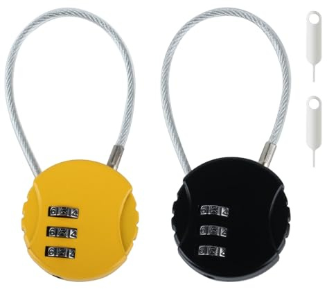 2 Pcs Combination Padlocks, Small Padlock with Combination, Keyless Resettable Padlocks, 3 Digit Combination Security Padlocks, Combination Lock for Cabinets, Suitcases, with 2 x Coders