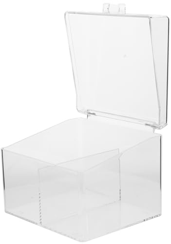 SHINEOFI Boîte de Rangement pour Cartes de Visite 2 Compartiments en Acrylique Transparent avec Clapet Anti-poussière pour Bureau Organisation Pratique