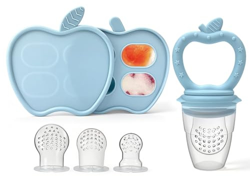 Tétine Fruits Bébé, Sucettes Fruits en Silicone (avec Moule à Glaçon), Fruits Légumes, Bouillie Bébé, Congélation, Support Nourriture Bébé, Lait Maternel, Anneau de Dentition, Aide Dentaire, Sans BPA