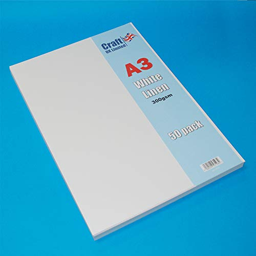 Craft UK 2013 A3 300gsm linnekort - vit (paket med 50 ark)