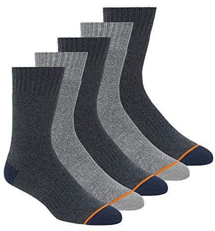 Weatherproof mens 5 Pack Thermal Crew Socks, Medium Grey, 13-Oct US