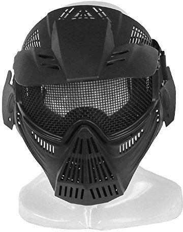 LEJUNJIE Maschera di Protezione Tattica in Acciaio Traspirante Militare Maschera di Protezione Integrale per Airsoft Paintball con Retina Traspirante Protettiva