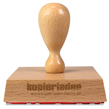 Tampon en bois carré avec le texte de votre choix, 70 x 70 mm, pour des logos, des motifs ou des adresses – tampon d’entreprise