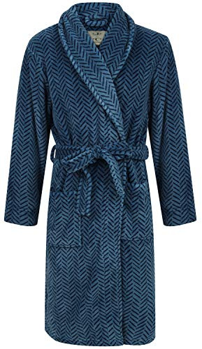 John Christian Robe de Chambre en Polaire, Chevrons Bleus, Homme (M)