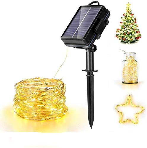 Haofy Guirnaldas Luces Solares, 22m Cadena de Luces LED Decoracion con 8 Modos, Impermeables para Interior Exterior Navidad, Terraza, Fiestas, Bodas, Patio, Jardines, Festivales, Cálido