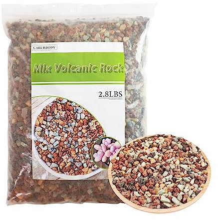 Color Lava Rocks - Mezcla de tierra para macetas hortícolas, guijarros arenosos, piedra pómez, roca volcánica para suculentos, cactus y bonsái, 2.8 libras