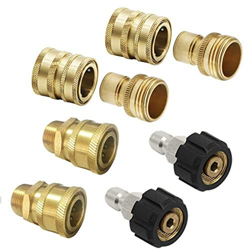 BEEOFICEPENG 8-teiliges Hochdruckreiniger-Adapter-Set, Schnelltrenn-Set, M22 Drehgelenk auf 3/8 Zoll Schnellanschluss 3/4 Zoll auf Schnellspanner