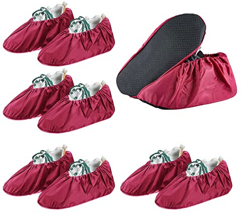 TSHAOUN 4 Paare Rutschfeste Wiederverwendbare Schuh Abdeckungen, Antislip Überschuhe, überschuhe Staubfrei con Anti-Rutsch Sohle für Haushalt Teppich Bodenschutz, die Hausreinigung (Rote)