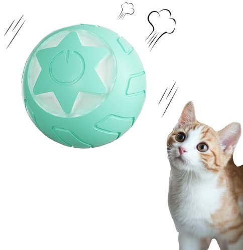 Peticularz® Katzenspielzeug Selbstbeschäftigung Elektrisch Powerball 2.0 für Katzen, Inteaktives Wloom Intelligenz Katzenball Magic Ball (Blau mit Stern)