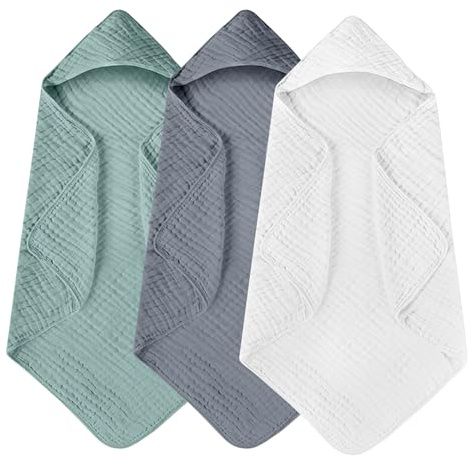 3-pack babyhandduk med huva, babyhandduk nyfödd babybadkappa, nyfödda babypresenter, babybadhanddukar, mjuka och superabsorberande, maskintvättbara, 80 x 80 cm